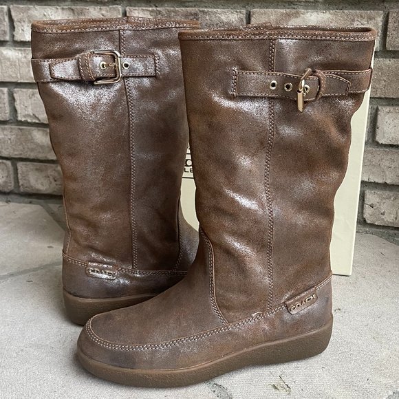 NIB COACH TANESHA SUEDE SHEARLING Women's 7 After Ski Boot - Picture 1 of 16